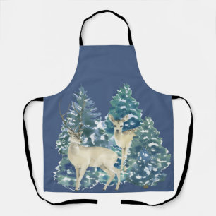 Rustikaler Weihnachts-Schneewald-Hirsch-Dekor für Schürze