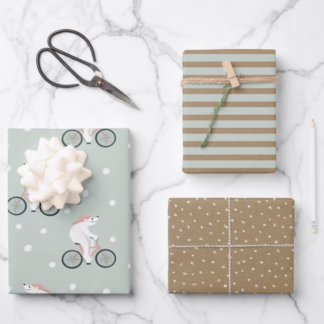 Rustikaler Weihnachtsbär Geschenkpapier Set (Vorderseite)