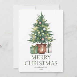 Rustikaler Weihnachtsbaum außerhalb des Fotos Einladung