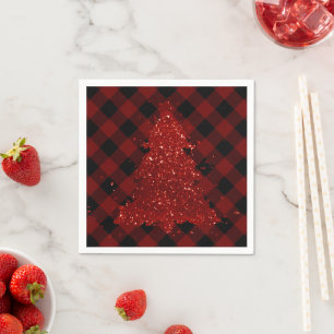 Rustikaler Weihnachtsbaum Buffalo Kariert Modernes Serviette