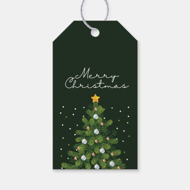 Rustikaler Weihnachtsbaum Geschenkanhänger (Vorderseite)