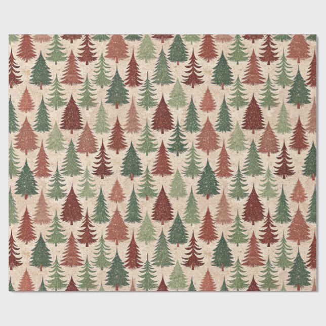 Rustikaler Weihnachtsbaum Geschenkpapier (Flach)