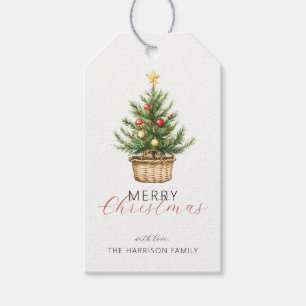 Rustikaler Weihnachtsbaum in personalisiertem Bild Geschenkanhänger