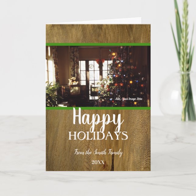 Rustikaler Weihnachtsfeiertag Retro Inspiriert Karte (Vorderseite)