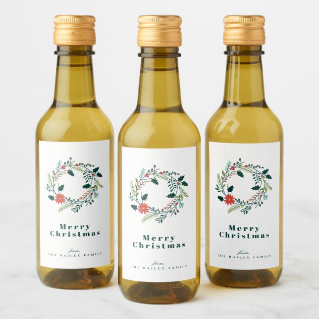 Rustikaler Weihnachtsfeiertag Weinetikett (Flaschen)