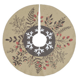 Rustikaler Weihnachtsflor-Schneeflocken-Urlaub Polyester Weihnachtsbaumdecke