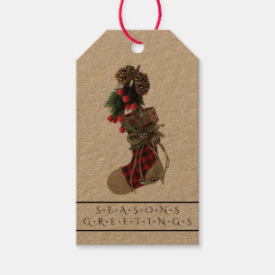 Rustikaler Weihnachtsgeschenk für Strumpf Geschenkanhänger