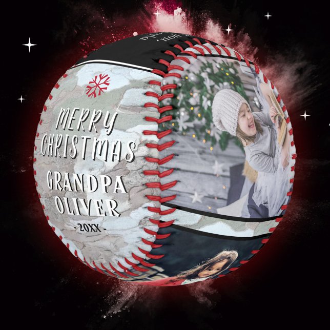 Rustikaler Weihnachtsgroßvater 3 FotoCollage Baseball (Von Creator hochgeladen)