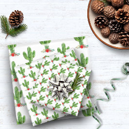 Rustikaler Weihnachtskaktus Blumenurlaub Geschenkpapier Set