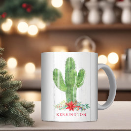 Rustikaler Weihnachtskaktus Sukkulenter Feiertag Kaffeetasse