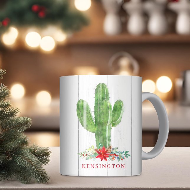 Rustikaler Weihnachtskaktus Sukkulenter Feiertag Kaffeetasse (Rustic Christmas Cactus Succulent Holiday Coffee Mug)