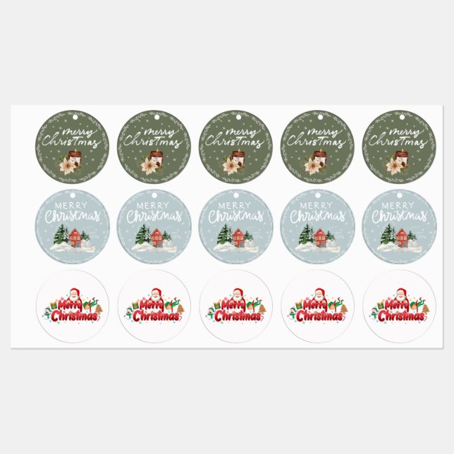 Rustikaler Weihnachtskerzen-Patch Etiketten (Blatt)