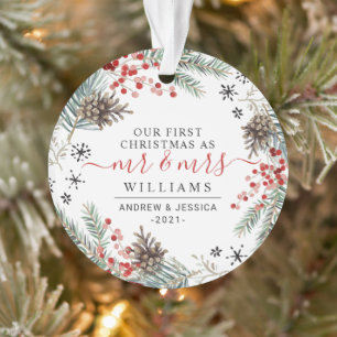 Rustikaler Weihnachtskranz Herr & Mrs. Ornament