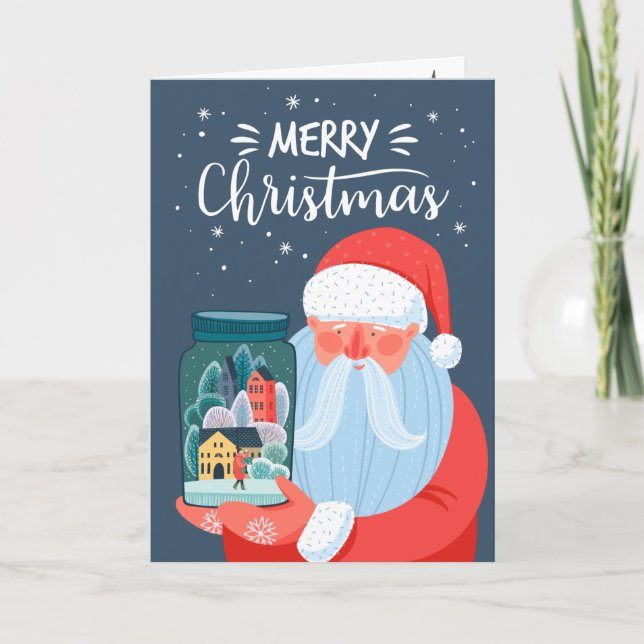 Rustikaler Weihnachtsmann Mason Jar Weihnachten Karte (Vorderseite)