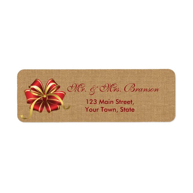 Rustikaler Weihnachtsroter Bow auf Burlap Monogram (Vorne)