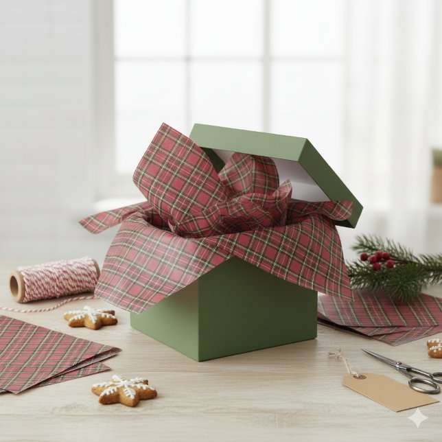 Rustikaler Weihnachtsurlaub Roter Tartan Kariert Seidenpapier (Rustic Christmas Holiday Red Tartan Plaid Tissue Paper)