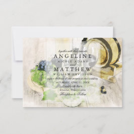 Rustikaler Wein Weintrauben Einladung Hochzeit