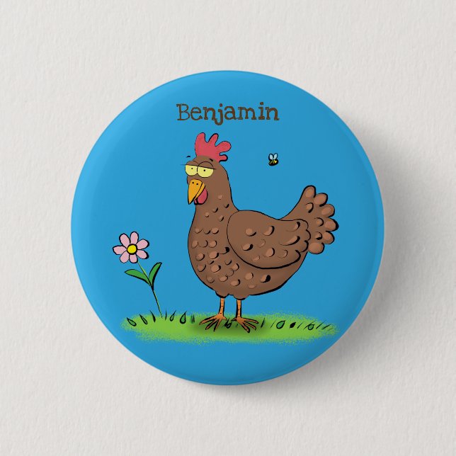 Rustikaler, weißer Cartoon Button (Vorderseite)