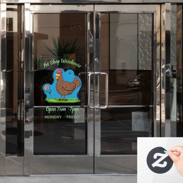 Rustikaler, weißer Cartoon Fensteraufkleber (Büro Tür)