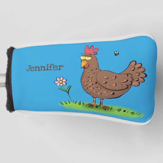 Rustikaler, weißer Cartoon Golf Headcover (Vorderseite)