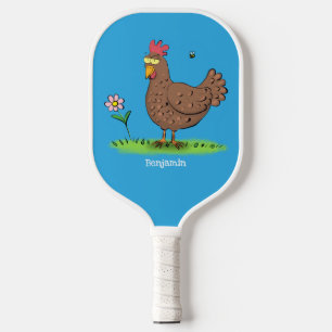 Rustikaler, weißer Cartoon Pickleball Schläger