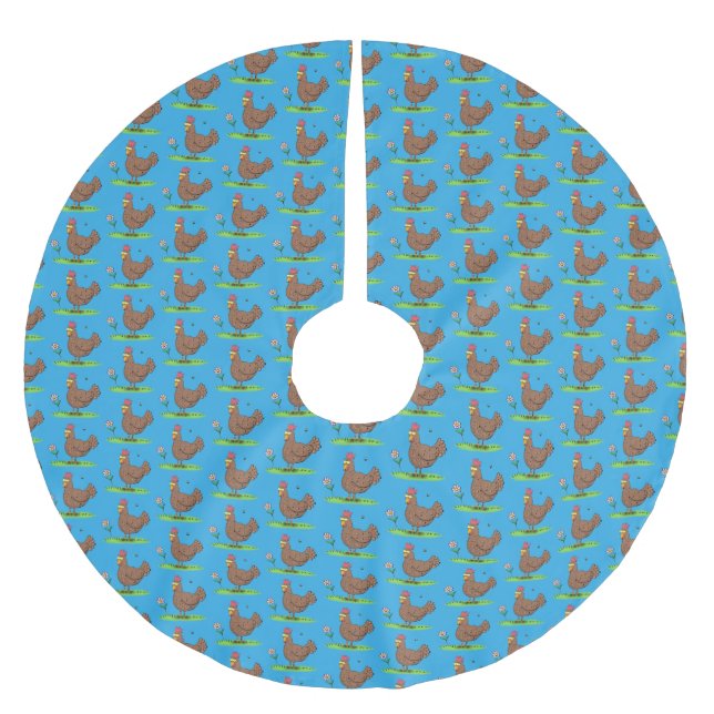 Rustikaler, weißer Cartoon Polyester Weihnachtsbaumdecke (Vorderseite)