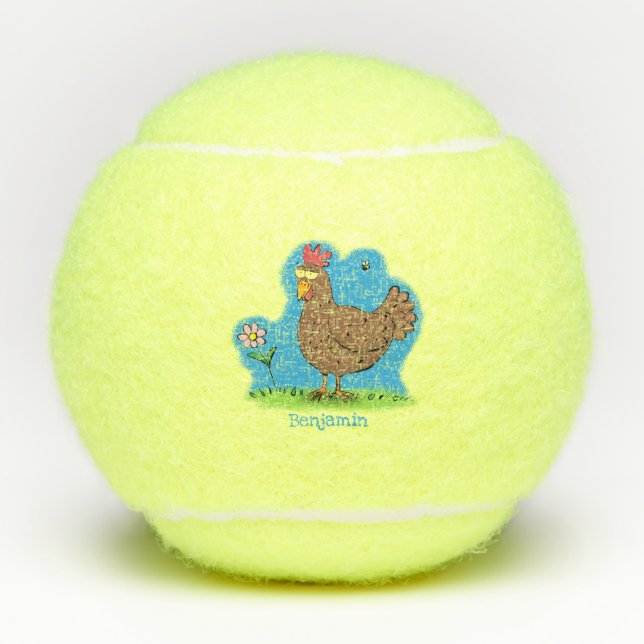 Rustikaler, weißer Cartoon Tennisbälle (Vorderseite)