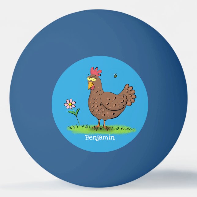 Rustikaler, weißer Cartoon Tischtennisball (Vorderseite)