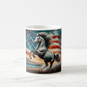 Rustikaler, weißer Hengst aus den USA Kaffeetasse