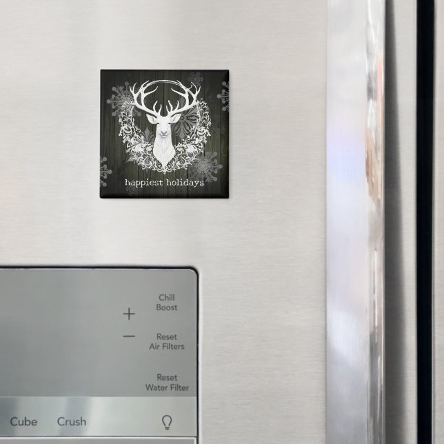 Rustikaler Weißer Rentier | Green Magnet (In Situ (Kühlschrank))