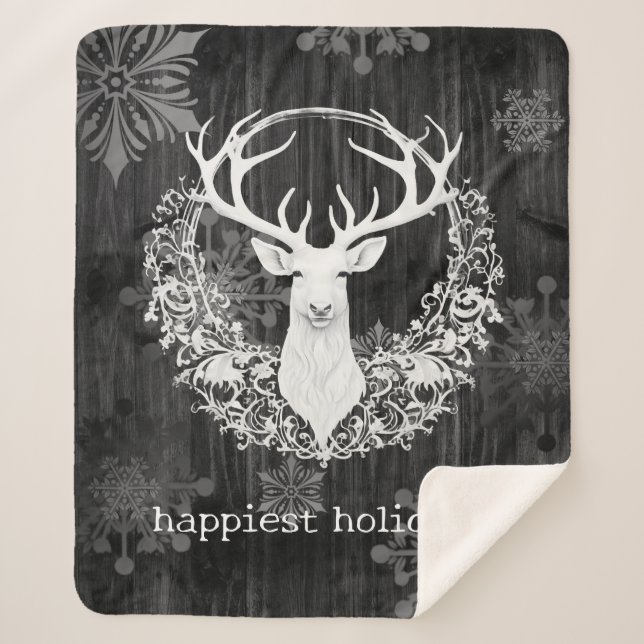 Rustikaler Weißer Rentier Sherpadecke (Vorderseite)