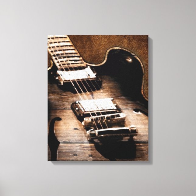 Rustikaler Western aus Stallholz Country Gitarre Leinwanddruck (Vorderseite)