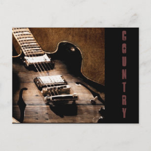 Rustikaler Western aus Stallholz Country Gitarre Postkarte