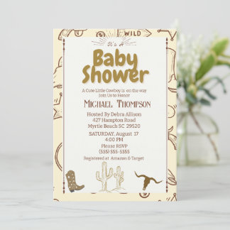 Rustikaler Western Boho Cowboy Baby Dusche Party Einladung