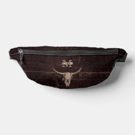 Rustikaler Western Braun Beige Alte Bullschädel Mo Bauchtasche