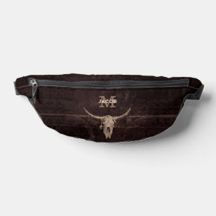 Rustikaler Western Braun Beige Alte Bullschädel Mo Bauchtasche