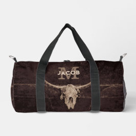Rustikaler Western Braun Beige Alte Bullschädel Mo Duffle Bag