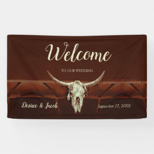 Rustikaler Western-Braun-Land-Stierschädel-Willkom Banner