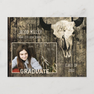 Rustikaler Western Bull Cow Skull Abschluss Postkarte