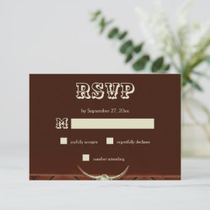 Rustikaler Western Bull Skull Wedding RSVP Begleitkarte