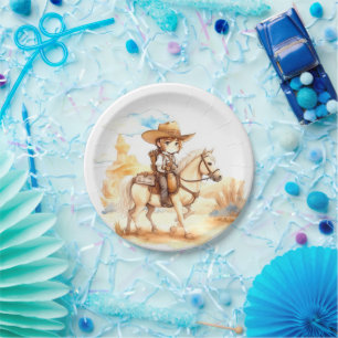 Rustikaler Western Cowboy Babydusche Pappteller