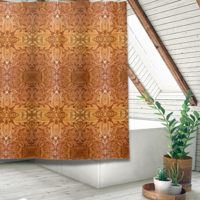 rustikaler Western Cowboy mit handgefertigtem Lede Duschvorhang (rustic western country cowboy tooled leather shower curtain)