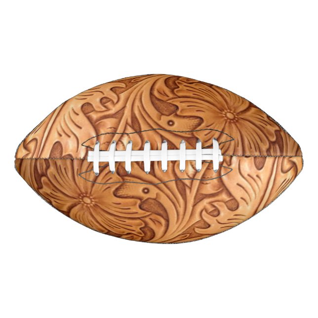 rustikaler Western Cowboy mit handgefertigtem Lede Football (Vorderseite)