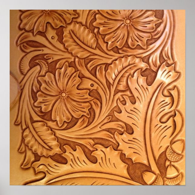 rustikaler Western Cowboy mit handgefertigtem Lede Poster (Vorne)