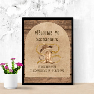 Rustikaler Western Cowboy Sie werden gewollt Begrü Poster