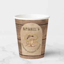 Rustikaler Western Cowboy Sie werden gewollt Pappbecher