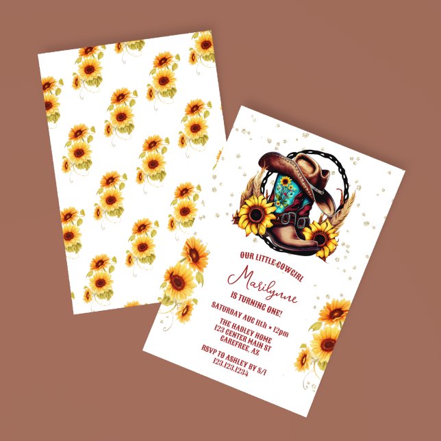 Rustikaler Western Cowgirl 1. Geburtstag Einladung (Von Creator hochgeladen)