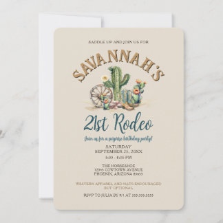 Rustikaler Western Cowgirl Rodeo Geburtstagsparty Einladung