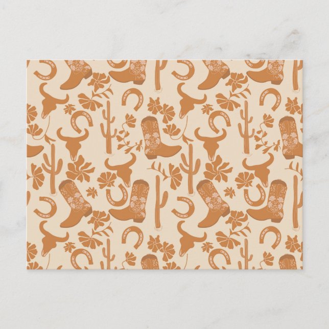 Rustikaler Western Earth Tone Country Cowboy Boots Postkarte (Vorderseite)