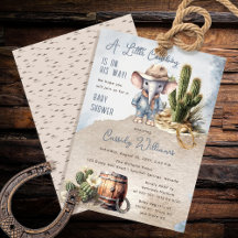 Rustikaler Western Elephant Cowboy Boy Babydusche
